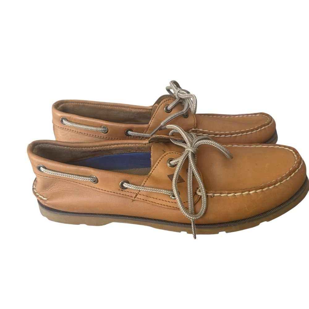 Sperry Top-Sider Men's 10.5 Tan Leather Leeward Boat Shoes Loafers EUC